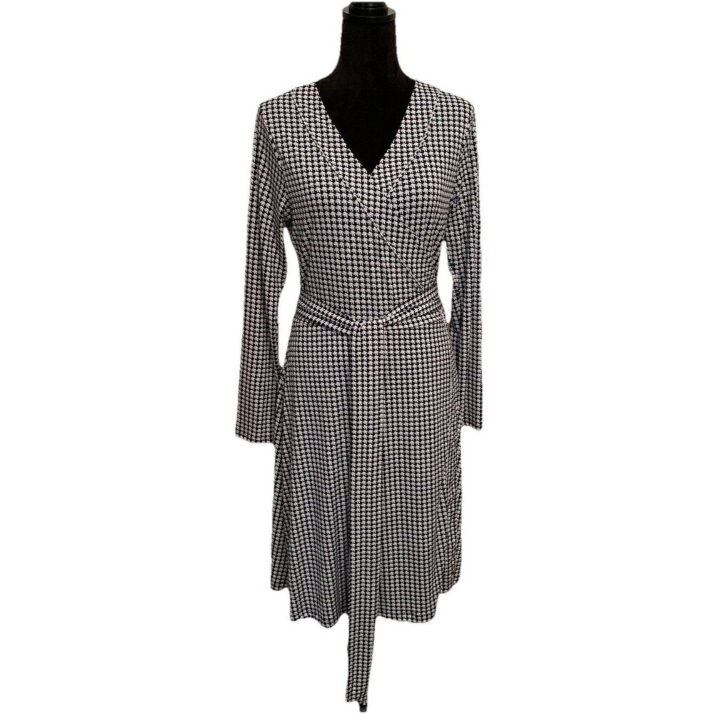 Banana Republic Womens Size Large Dress True Wrap Navy Blue Elephant Stretch